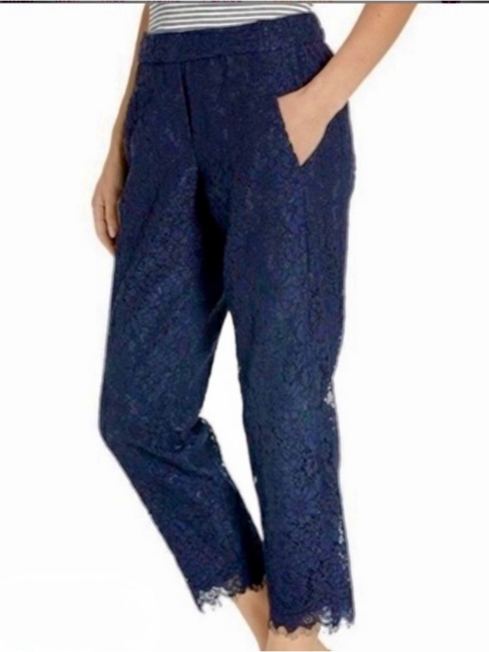 J. Crew Navy Lace Cropped Pants